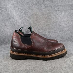 Georgia Giant Boots Mens 9.5 Leather Slip On Chelsea Brown Oil Resistant Casual